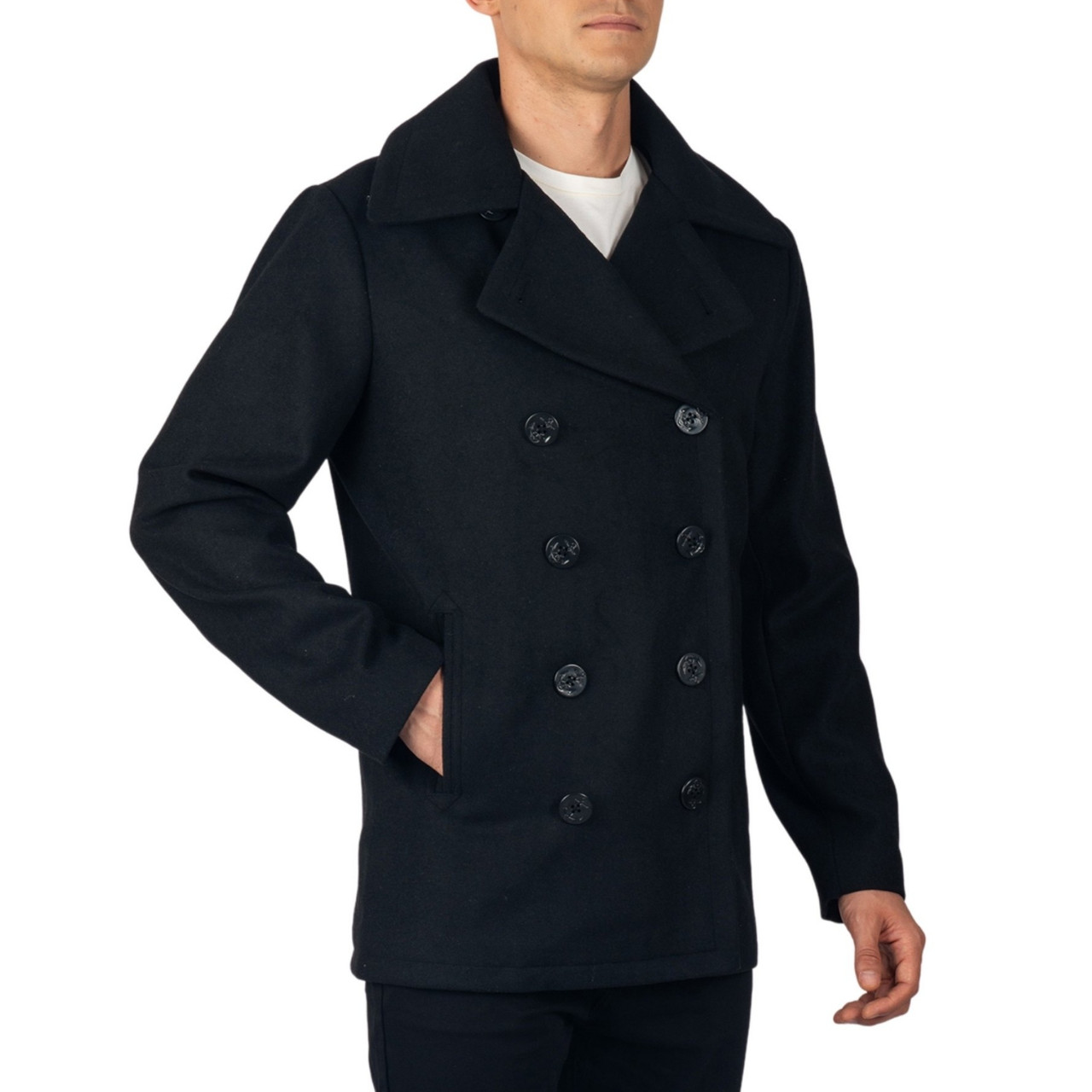 Alpine Swiss Mason Mens Wool Blend Pea Coat Classic Double